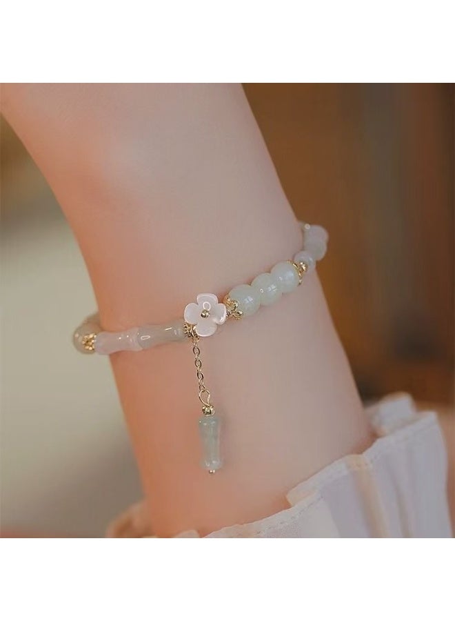 ممتاز سوار يده الخيزران من اليشم بالزهرة - مجوهرات صينية أنيقة للحظ للسيدات - Image 3